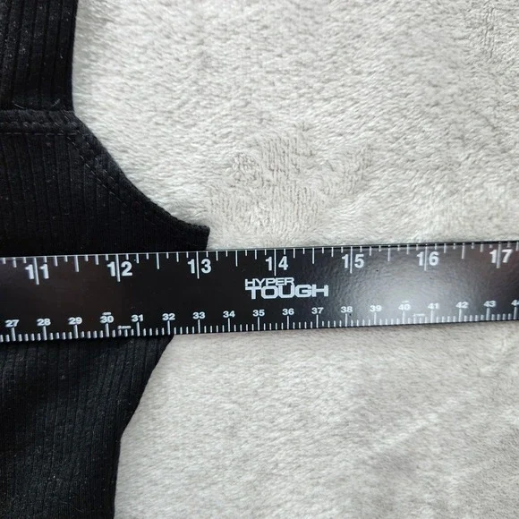 Reformation Crop Tank Top Womens Medium Black Ribbed Knit Fitted Made In‎ USA - Picture 7 of 8